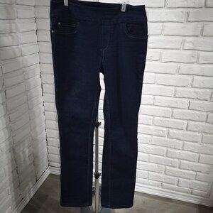 Golden Girls Ladies Size 10 Dark Wash Straight Legs Pull On Style Blue Jeans